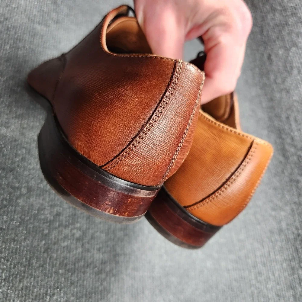 Aldo Dress Shoes Mens 10.5 Derby Oxford Brown Leather Cap Toe Casual Cuban Heels